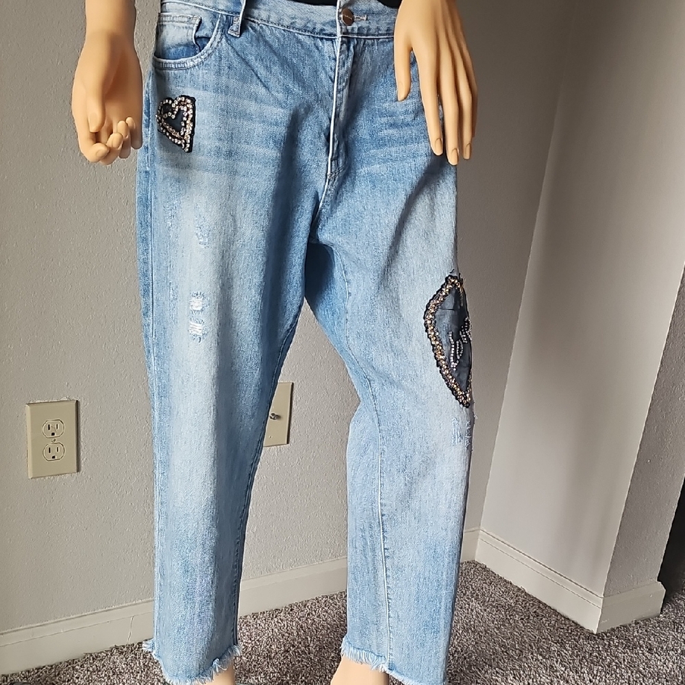 Sanctuary Distressed Light Blue Boyfriend Jeans